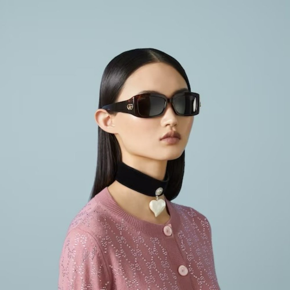 Gucci Gg1403s 002 Brand New Sunglasses Dark Havana Brown Unisex Rectangle